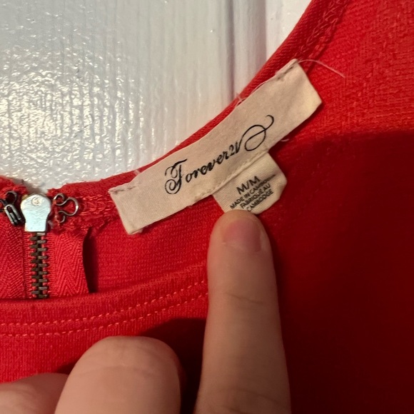 Forever 21 orange coral red sleeveless dress with zipper pleated medium - Picture 5 of 8